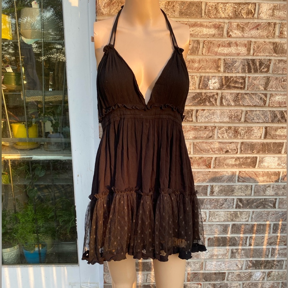 BellanBlue Black Halter Ruffle Mesh Mini Dress - Picture 10 of 16